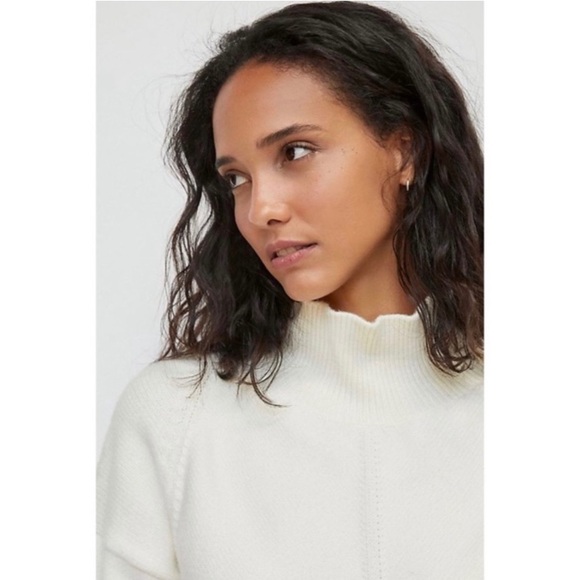 Anthro Maeve White Ribbed Mockneck High Low Sweater Tunic - Picture 4 of 14